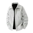 thumbnail image 1 of LpwkSSA Men's Workwear Cardigan Jacket Solid Color Turndown Collar Zipper Front Long Sleeve Casual Lightweight Work Coat White XXXXL, 1 of 4