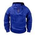 thumbnail image 1 of LpwkSSA Men's Zipper Hoodie Casual Arm Pocket Fashionable Elastic Half Zip Sweatshirt Ribbed Cuffs Ideal for Daily Wear Fitness Outdoor Sports Blue XXXL, 1 of 7