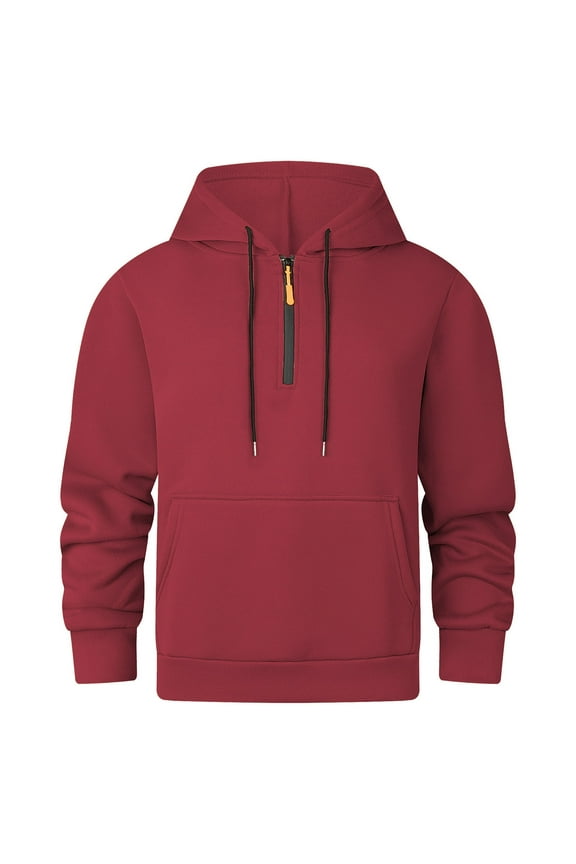 Men's Zipper Hoodie Sweatshirt Multi Pocket Casual Pullover Adjustable Drawstring Kangaroo Pocket Sportswear for Daily Leisure and Exercise Red S