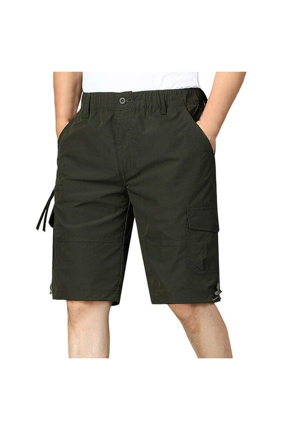 Mens Cargo Shorts Reinforced Seam Design Breathable Fabric Relaxed Silhouette for Hiking Trips Green XXL