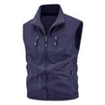 thumbnail image 1 of LpwkSSA Mens Casual Fashion Vest, Zipper Thin Sleeveless Outdoor Multi Pocket Vest for Men Stand Up Slim Fit Casual Solid Collar Breathable Workwear Blue M, 1 of 7