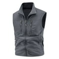 thumbnail image 1 of LpwkSSA Mens Casual Fashion Vest, Zipper Thin Sleeveless Outdoor Multi Pocket Vest for Men Stand Up Slim Fit Casual Solid Collar Breathable Workwear Gray XXL, 1 of 9