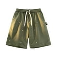 thumbnail image 1 of LpwkSSA Mens Casual Linen Shorts Adjustable Drawstring Design Breathable Fabric Relaxed Silhouette for Daily Errands Green XXL, 1 of 3