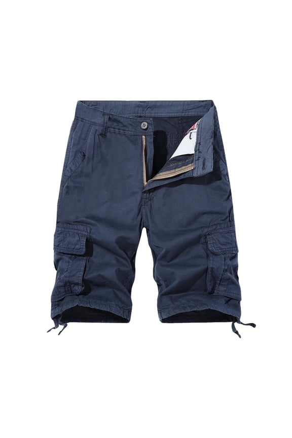 Mens Classic Cargo Shorts Multi Pocket Design Durable Fabric Relaxed Silhouette for Outdoor Activities Blue M