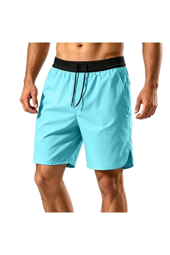Mens Classic Shorts Spandex Fabric Drop Waist No Pockets Spandex Fabric Regular Fall Wear Blue M