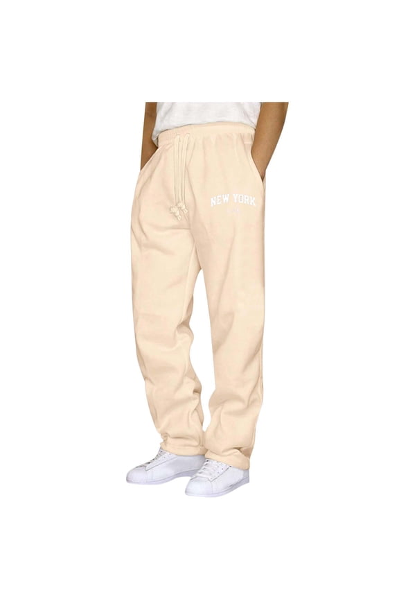 Mens Joggers Casual Pants Pocket Design Elastic Waist Comfortable Trendy for Outdoor Sports Activities Daily Wear Long Trousers Lightweight Soft Fabric Beige XXL