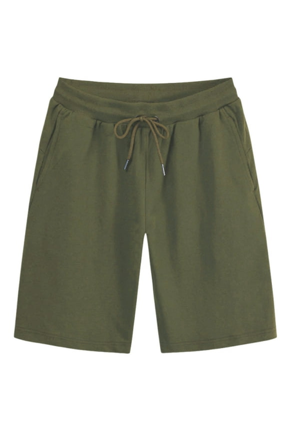 Mens Knit Lounge Shorts Soft Fabric Design Elastic Waistband Relaxed Silhouette for Home Wear Green XXXL