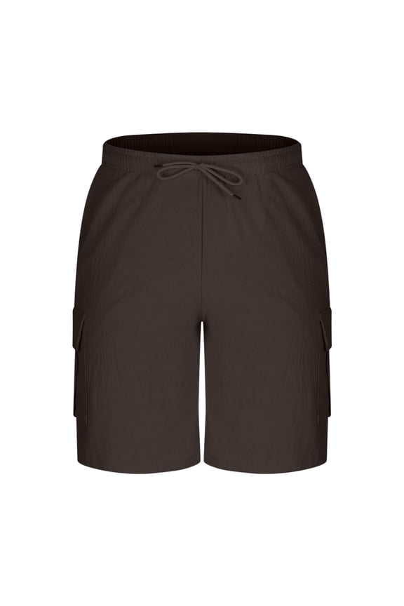 Mens Minimalist Linen Shorts Elastic Waistband Design Breathable Fabric Relaxed Silhouette for Daily Errands Black S