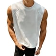 thumbnail image 1 of LpwkSSA Mens Sleeveless Drop Shoulder Top Raglan Sleeve Design Crew Neck Soft Fabric Relaxed Silhouette for Street Style White L, 1 of 9