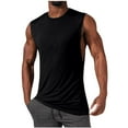 thumbnail image 1 of LpwkSSA Mens Sleeveless Muscle Top Large Armhole Design Smooth Fabric Athletic Silhouette for Gym Training Black XL, 1 of 6
