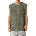 thumbnail image 1 of LpwkSSA Mens Sleeveless Oversized Top Drop Shoulder Design Crew Neck Soft Cotton Fabric Relaxed Silhouette for Street Style Green XXL, 1 of 7
