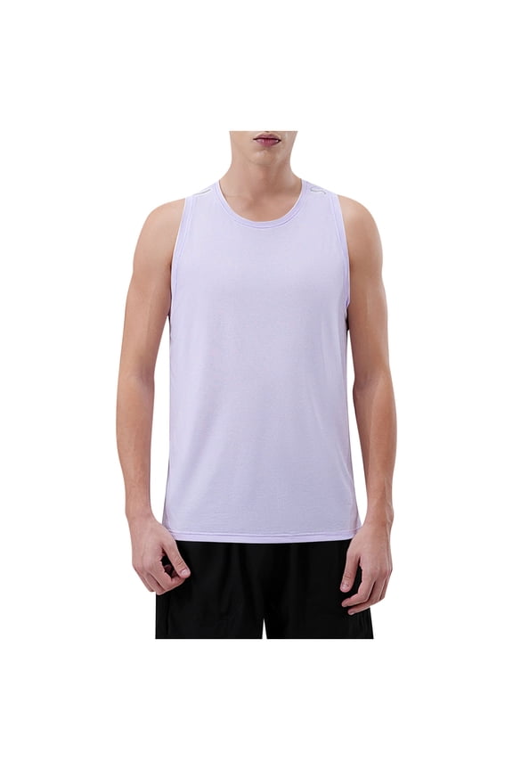 Mens Sleeveless Slim Top Crew Neck Design Smooth Fabric Breathable Silhouette for Layering or Formal Wear Purple M
