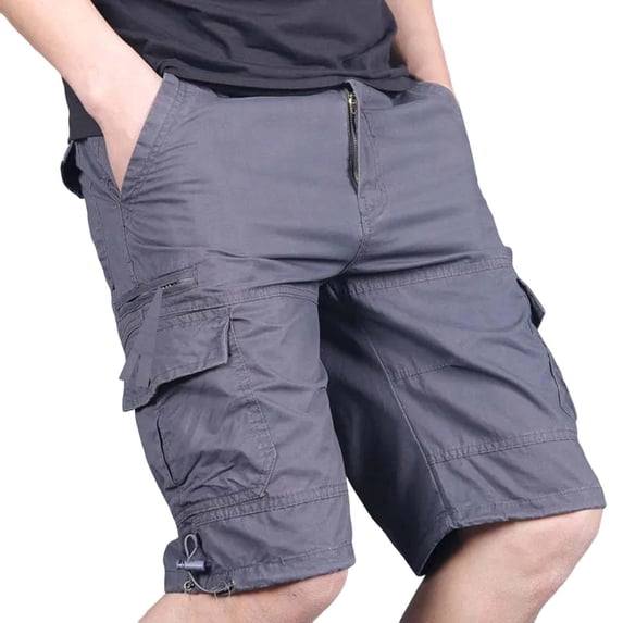 LpwkSSA Mens Vintage Cargo Shorts Multi Pocket Design Stretchy Fabric Relaxed Silhouette for Outdoor Adventures Gray XL
