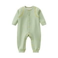 thumbnail image 1 of LpwkSSA Newborn Toddler Baby Boy Girl Romper Button Solid Color Romper Infant Long Sleeve Warm Cotton Jumpsuits (Green,1 Years), 1 of 2