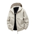 thumbnail image 1 of LpwkSSA Outdoor Hiking Jackets for Men Color Blocked Long Sleeved Hooded Windproof Jacket with Multiple Pockets Outdoor Windbreaker Coat Beige S, 1 of 6