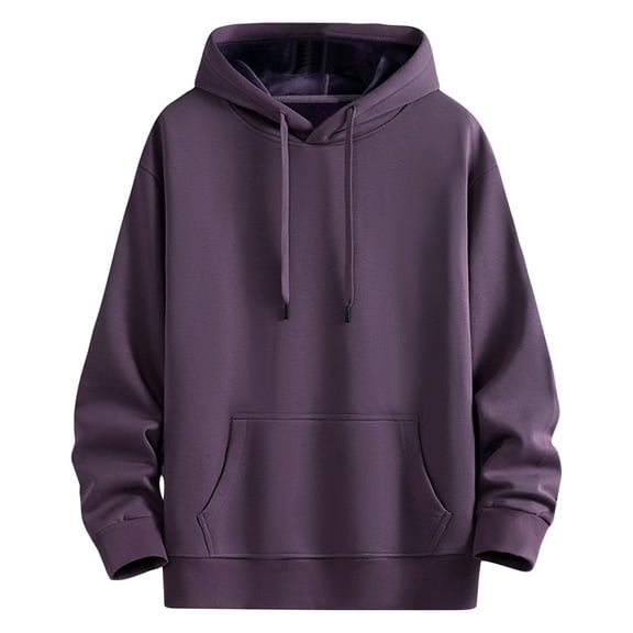 LpwkSSA Oversized Hoodies for Men's Solid Color Long Sleeved Hooded Adult Fleece Hoodies Thick Hoodie Jacket Basic Solid Hooded Sweatshirt Pullover Jackets Purple XXXXL
