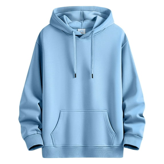 LpwkSSA Oversized Hoodies for Men's Solid Color Long Sleeved Hooded Adult Fleece Hoodies Thick Hoodie Jacket Basic Solid Hooded Sweatshirt Pullover Jackets Blue XL