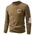 thumbnail image 1 of LpwkSSA Oversized Sweater for Men Winter Thermal Striped Thick Sweater Elastic Fashion Warm Knitted Sweater Mock Neck Sweater Yellow L, 1 of 7