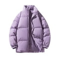 thumbnail image 1 of LpwkSSA Puffer Jackets for Men Coats Winter Warm Solid Color Stand Collar Down Jacket Zipper Cardigan Pocket Long Sleeve Padded Jacket Coat Purple XXL, 1 of 3