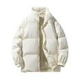 thumbnail image 1 of LpwkSSA Puffer Jackets for Men Coats Winter Warm Solid Color Stand Collar Down Jacket Zipper Cardigan Pocket Long Sleeve Padded Jacket Coat Beige XXL, 1 of 9