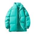 thumbnail image 1 of LpwkSSA Puffer Jackets for Men Coats Winter Warm Solid Color Stand Collar Down Jacket Zipper Cardigan Pocket Long Sleeve Padded Jacket Coat Blue L, 1 of 3