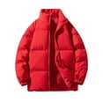 thumbnail image 1 of LpwkSSA Puffer Jackets for Men Coats Winter Warm Solid Color Stand Collar Down Jacket Zipper Cardigan Pocket Long Sleeve Padded Jacket Coat Red XXXL, 1 of 3