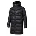 thumbnail image 1 of LpwkSSA Puffer Jackets for Men Winter Warm Fashion Solid Color Long Pocket Zipper Hooded Thick Windproof And Long Sleeved Cotton Jacket Black L, 1 of 9