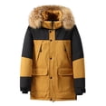 thumbnail image 1 of LpwkSSA Puffer Jackets for Men Winter Warm Solid Color Draw Rope Pocket Zipper Hooded Long Sleeves Cotton Casual Fashion Loose Coat Yellow XXXL, 1 of 9