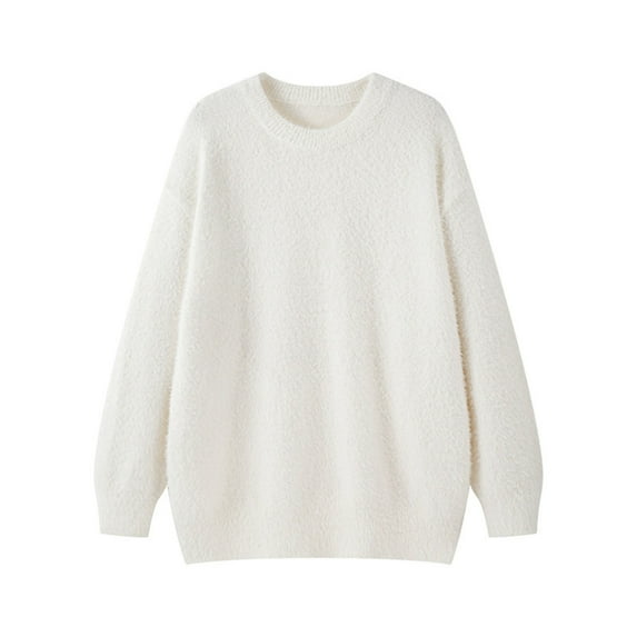 LpwkSSA Pullover Sweaters for Men Fall Winter!Man Solid Color Pattern Intensification Warm Round Neck Base Shirt Coat Beige M