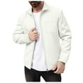 thumbnail image 1 of LpwkSSA Sport Coats for Men Fashion Casual Solid Color Zipper Pockets Lapel Long Sleeve Hoodless Windbreaker Zip up Outwear Lightweight Jacket White XXXL, 1 of 3