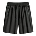 thumbnail image 1 of LpwkSSA Summer Men's Casual And Fashionable Solid Color Drawstring Elastic Waist Shorts Black L, 1 of 9