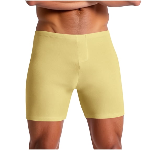 LpwkSSA Summer Men's Sports Pants With Elastic Waistband And Drawstring Shorts Yellow S