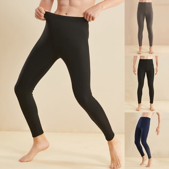 LpwkSSA Thermal Fleece Base Layer Leggings Warm Slim Fit Double Sided Brushed Comfortable Pants Elastic Waistband for Cold Weather Casual Daily Wear Black L