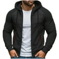 thumbnail image 1 of LpwkSSA Thermal Hooded Coats Men's Solid Color Spliced Long Sleeved Hooded Zipper Cardigan Casual Fashion Sweater Jacket Black XXXL, 1 of 8