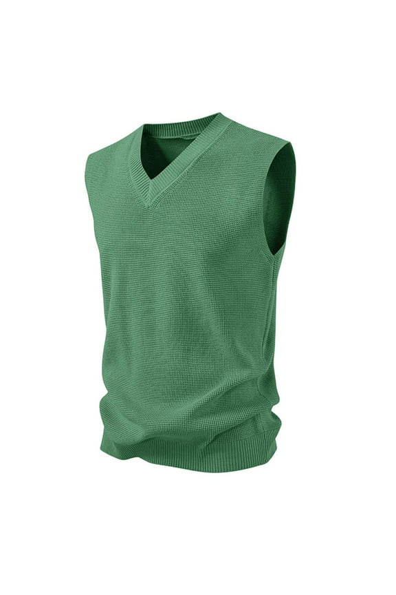 Tops for Men,Mens Shirt Plus Size Sleeveless Plaid British Style V-Neck Elastic Winter Padded Knit Vest Slim Fit Casual Solid Sweater Vest Green XXL