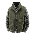 thumbnail image 1 of LpwkSSA Travel Vests for Men Work Coat Standing Collar with Multiple Pockets Outdoor Waterproof Photography And Sports Jacket Waistcoat Green XXXL, 1 of 8