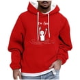 thumbnail image 1 of LpwkSSA Trendy Hoodies For Men Graphic Casual Fashion Drawstring Hooded Sweatshirts Round Neck Print Pullover Long Sleeve Hooded Sweatshirt Red M, 1 of 5
