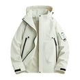 thumbnail image 1 of LpwkSSA Waterproof Coat for Men Solid Color Hooded Outdoor Coats with Multiple Pockets Climb Sport Run Zipper Long Sleeved Hooded Jacket White XXXL, 1 of 6