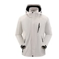 thumbnail image 1 of LpwkSSA Windproof Padded Jacket Men Solid Color Outdoors Mountaineering Wearproof Warm Zipper Multi pocket Coat Long Sleeve Jacket Loose Fit Outdoor Trendy Hiking Versatile White XL, 1 of 3