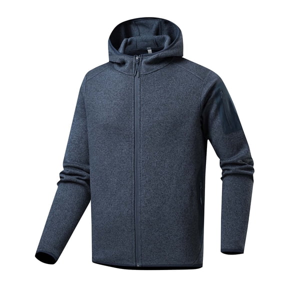 LpwkSSA Winter Coats for Men Casual Fashion Solid Color Running Fitness High Elastic Zipper Pocket Cardigan Long Sleeve Hooded Coat Blue XXXXL