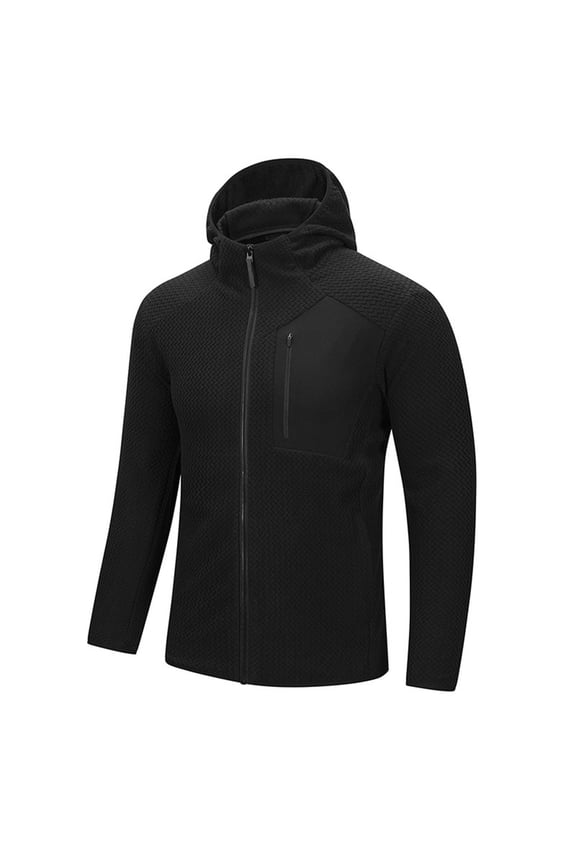 Winter Jackets for Men Casual Fashion Solid Sports Fitness Sweater Cardigan Hooded Long Sleeve Zipper Sweater Jacket Black XXL
