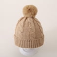thumbnail image 1 of LpwkSSA Winter Knit Baby Hat Twisted Warm Beanie for Boys Girls Infant Toddler Baby Beanie with Pompom (Khaki,Free Size), 1 of 3