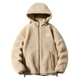 thumbnail image 1 of LpwkSSA Winter Thicke Jacket for Men Lambwool Hooded Warm Zipper Sweater Coats Loose Casual Solid Color Zipper Long Sleeve Cardigan&nbsp;Coat Yellow L, 1 of 3