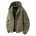 thumbnail image 1 of LpwkSSA Work Jacket for Men Solid Color Long Sleeved Detachable Hooded Zipper Cardigan Outdoor Waterproof Workwear Jacket Green XXL, 1 of 4