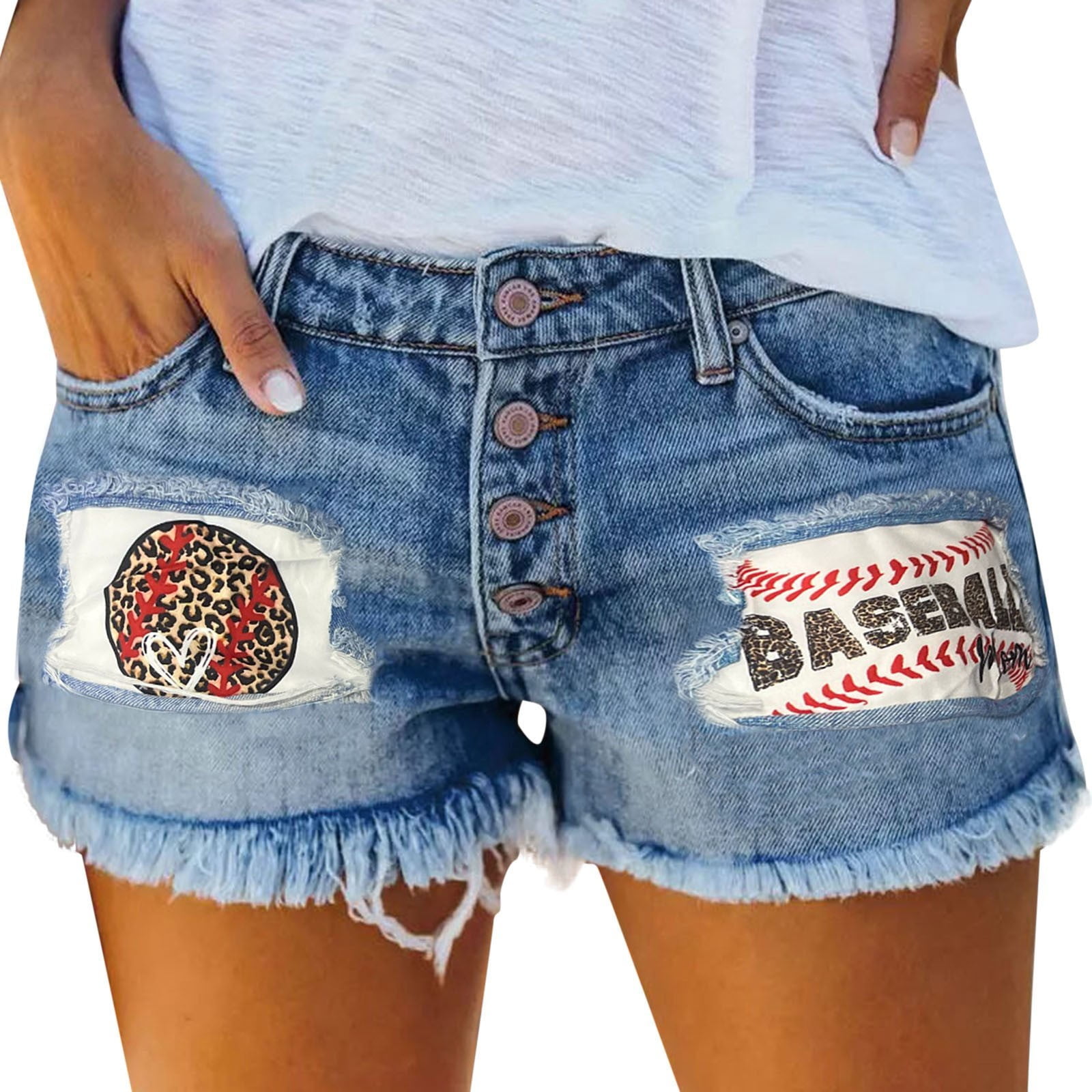 Women’s American Flag Ripped Denim Shorts