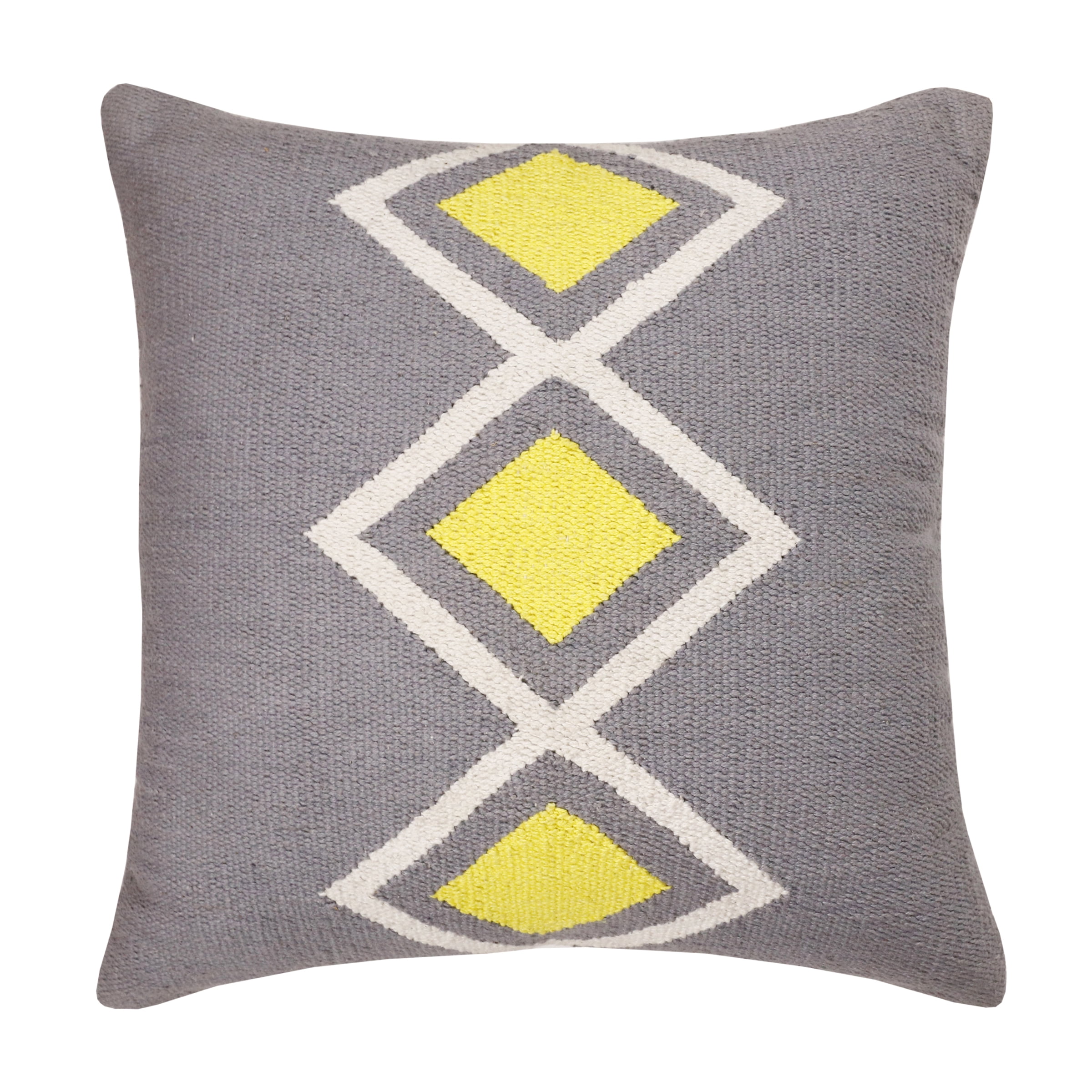 Southwestern Gray and Yellow Cotton Geometric Throw Pillow