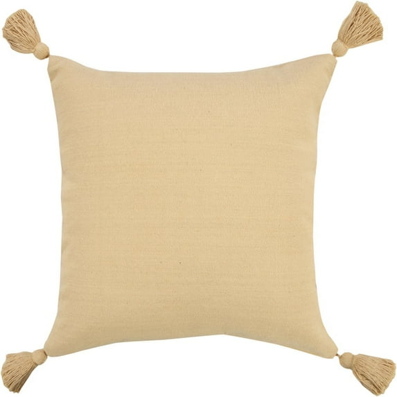 LR Home Solid Cotton Everyday Decorative Throw Pillow with Tassels