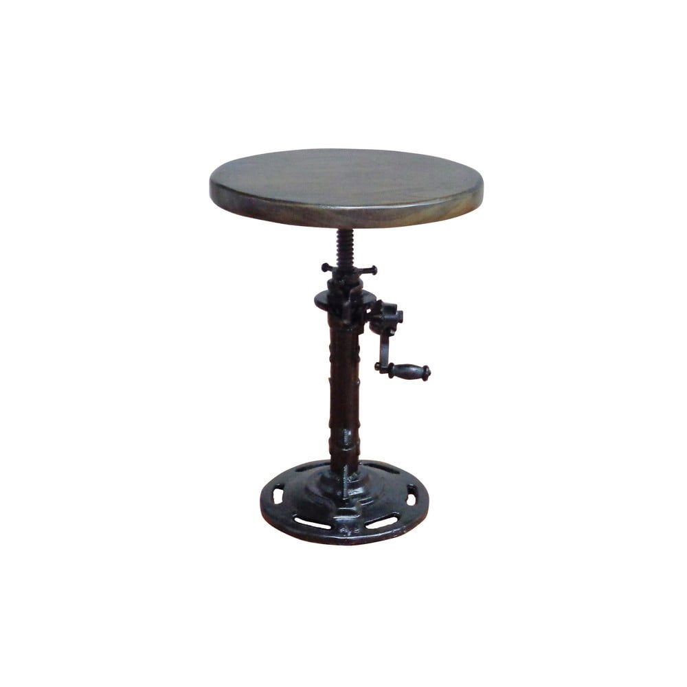 Adjustable Black Metal and Wood Industrial Stool
