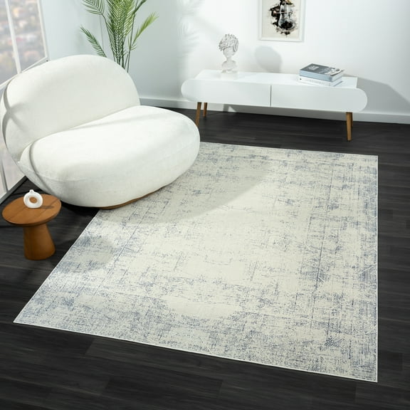 Lr Home Brooke 2' x 5' Blue Abstract Waterproof Non-Slip Machine Washable Indoor Area Rug