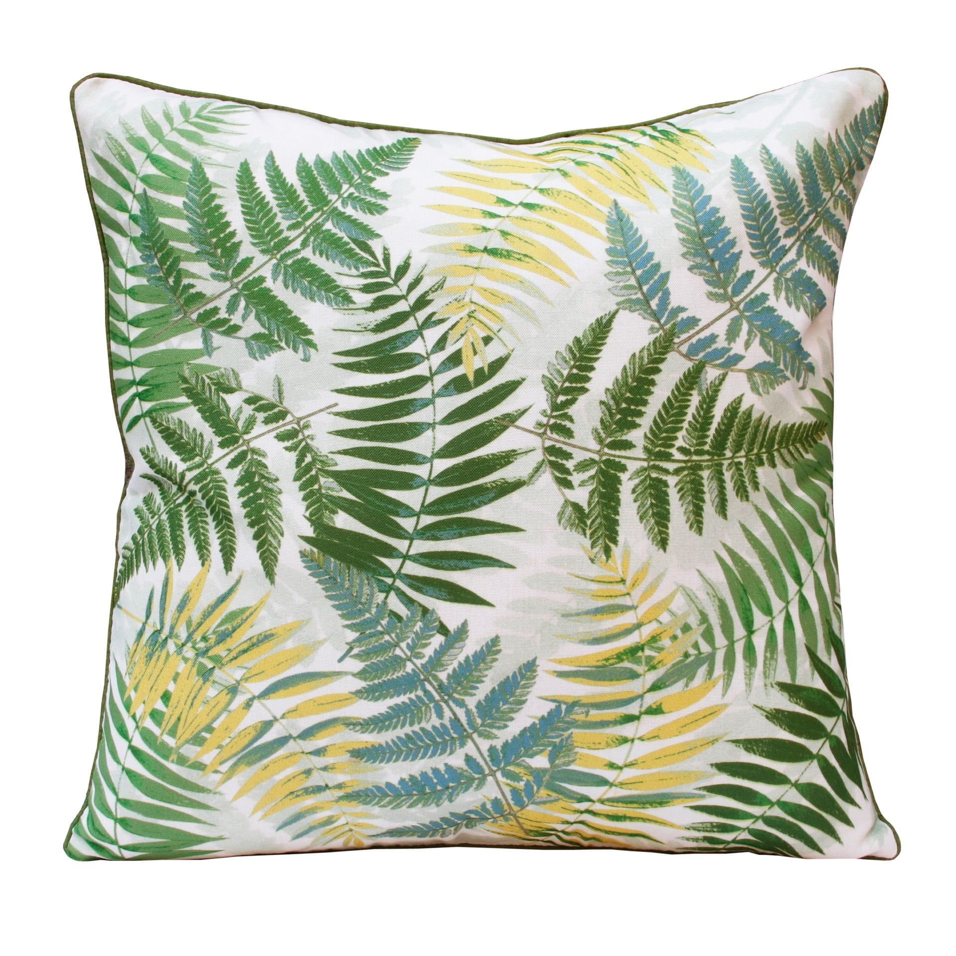 Lr Home Fern Hand-Woven Green/Yellow Botanical Polyester Indoor Throw Pillow, 20" x 20"